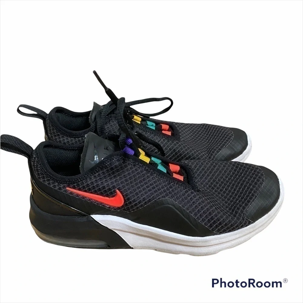 Nike Air Max Motion 2 Sneakers Sz 5 Youth Black Multi Color Yellow Purple Red